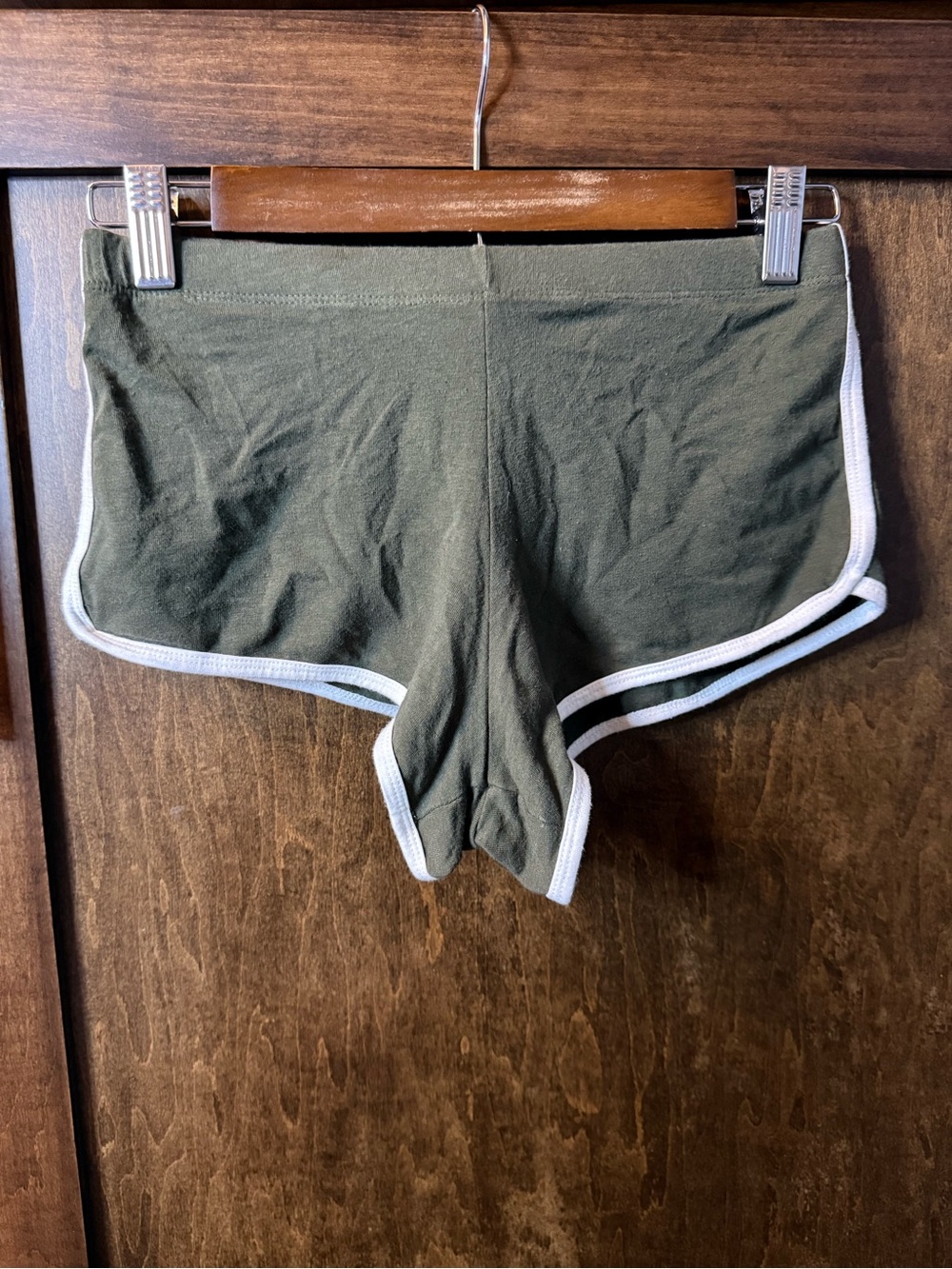 Heart & Hips Olive Green Athletic Shorts with White Trim